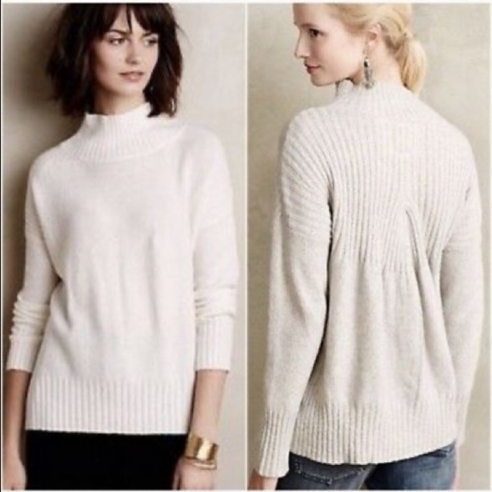 Anthropologie White Turtleneck Sweater